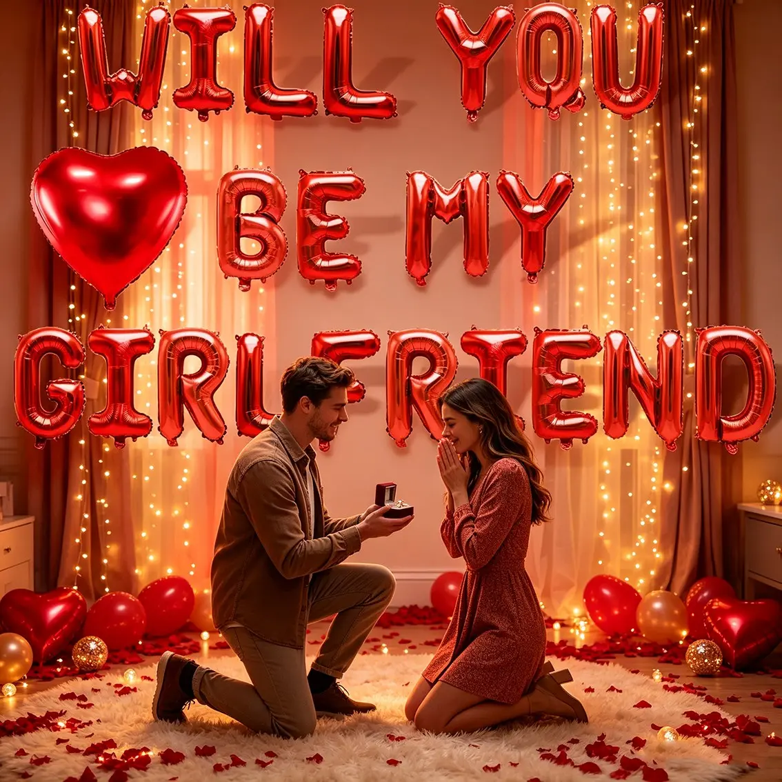 Romantic Proposal Balloon Set, Love Letter Balloons, Will You Be My Girlfriend Balloon, Rose Wedding Scene Decoration
