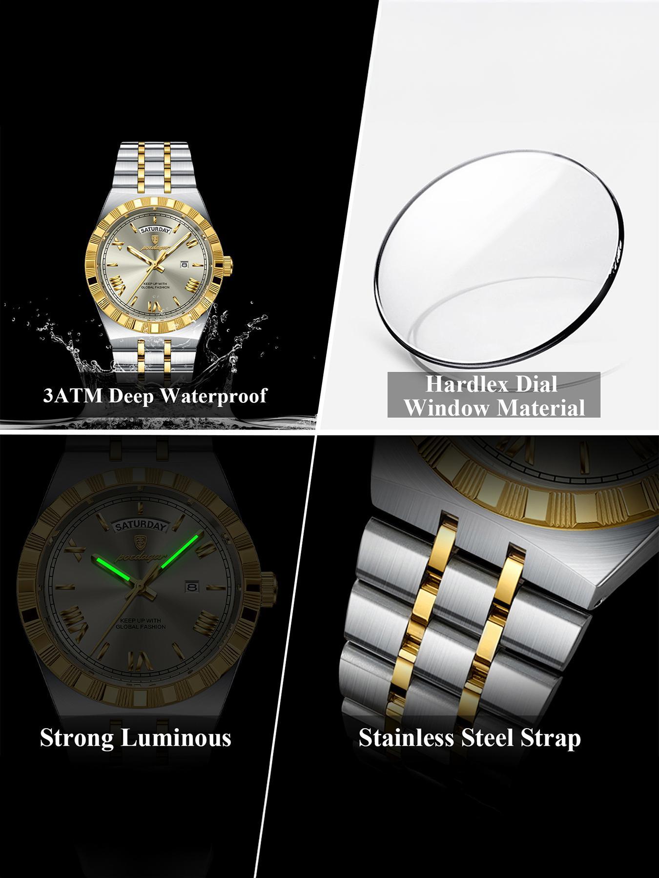 Men's Business Fashion Round Dial Analog Quartz Watch, Fashion Watch for Party, Daily Clothing Decor, Trendy All-match & Exquisite Watch for Birthday Gift with Box, Business Fashion Watches