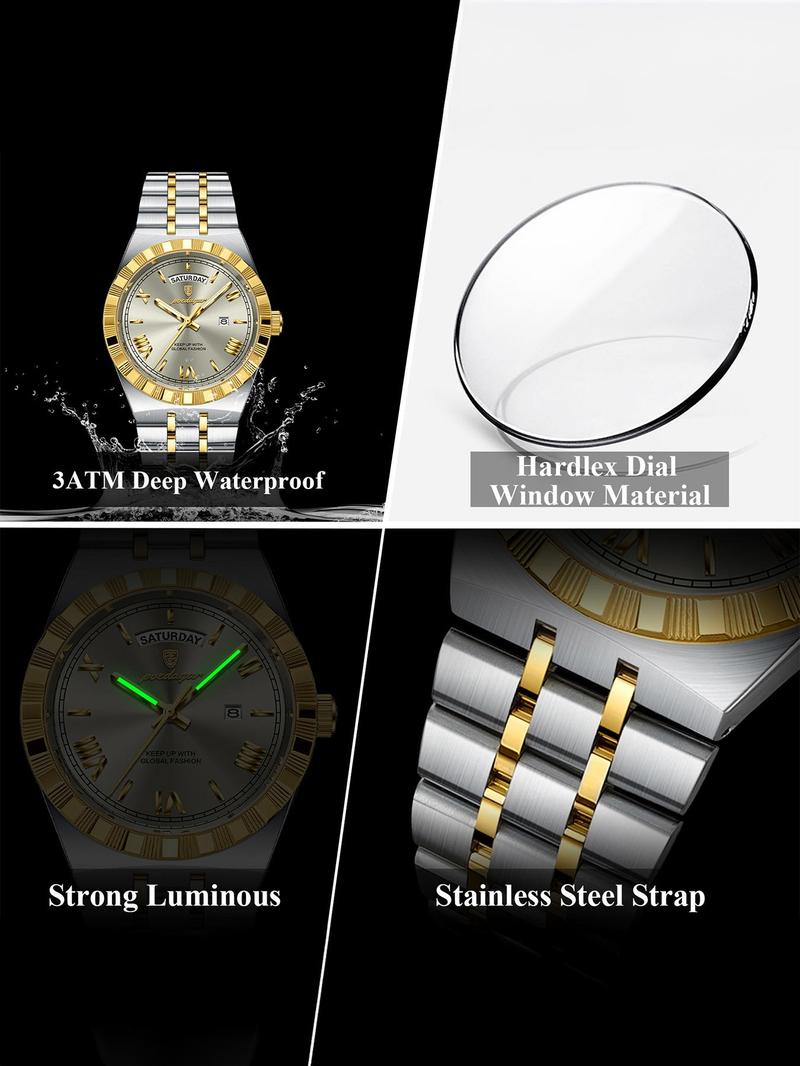 Men's Business Fashion Round Dial Analog Quartz Watch, Fashion Watch for Party, Daily Clothing Decor, Trendy All-match & Exquisite Watch for Birthday Gift with Box, Business Fashion Watches