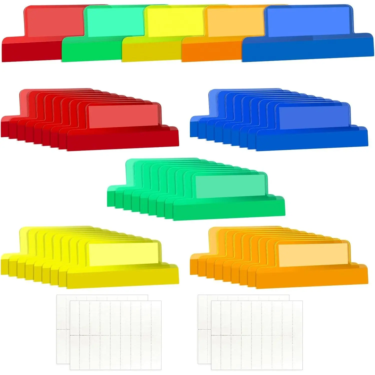 50 count 2 Inch Insertable Self Adhesive Tabs with Printable Inserts Clear Index Tab Self Adhesive Colored Page Marker Repositionable Tag for  Divider Notebook File Folder Book Binder