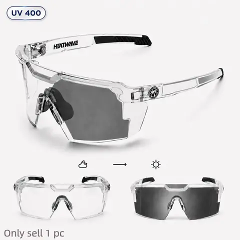 Photochromic Active Sports Glasses - Lightweight UV400 Cycling Sunglasses, Biking Sunglasses, Cycling Shades with Anti-Slip Nose Pads,Protective Outdoor Eyewear for Running,Hiking,Fishing & Riding