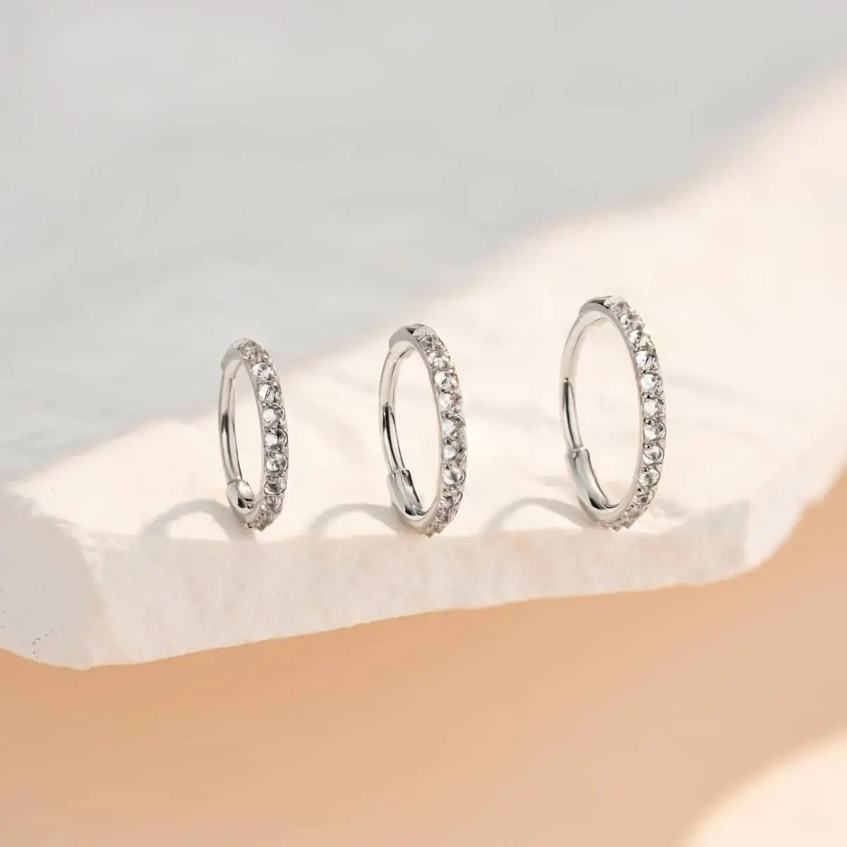 20G 316L Stainless Steel Nosering Hoop with AAAAA+ CZ, Dainty Upside Down Nostril Piercing Jewelry, Unisex Secure-Fit Design, 6-8mm Inner Diameter