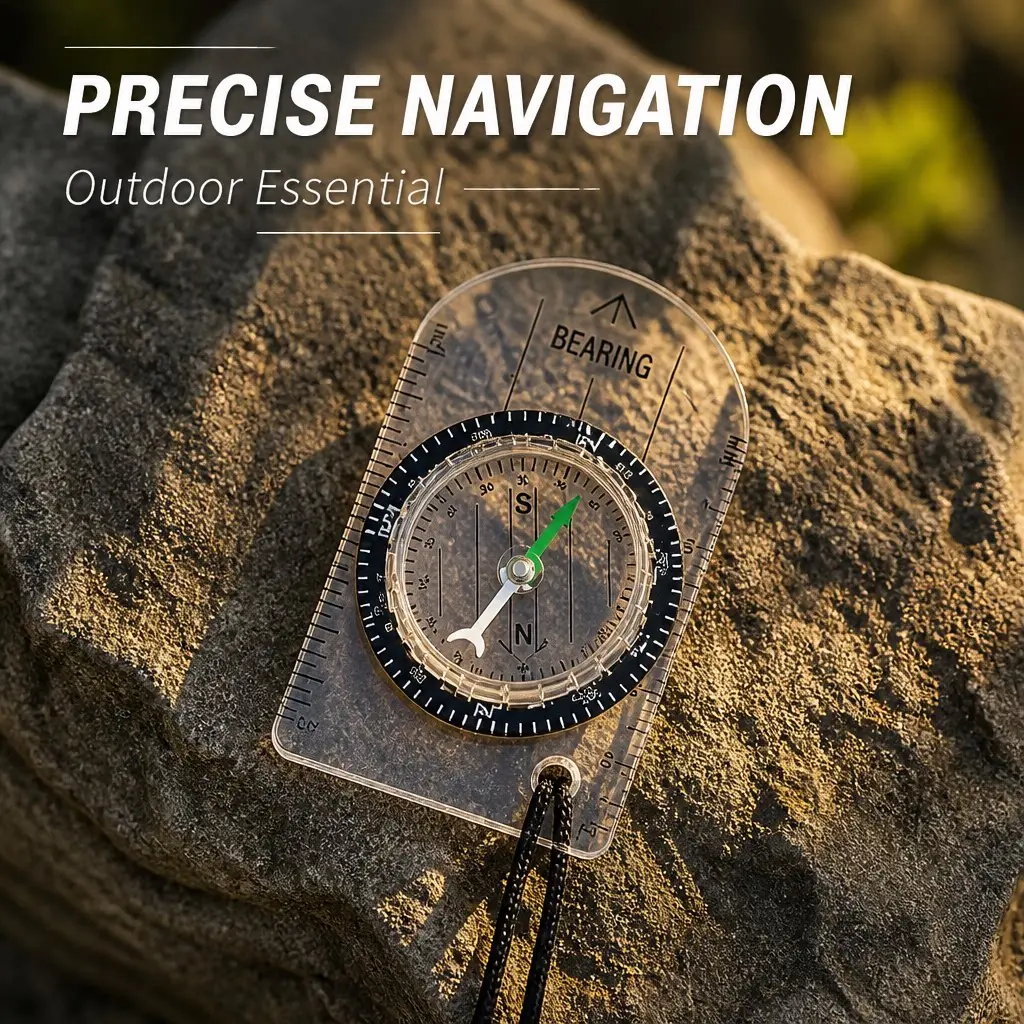 Outdoor Transparent Mini Acrylic Scale Compass, Map Scale Lanyard Directional Compass, Hiking Survival Navigation Tool for Camping, Essential Outdoor Supply, Stylish Utility Piece, Perfect Gift