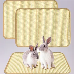 Rabbit Scratching Pad 2PCS, 16"x12" Sisal Bunny Scratch Mat for Cages – Natural Rabbits Nail Scratcher, Chew Toy & Bedding for Indoor Rabbits