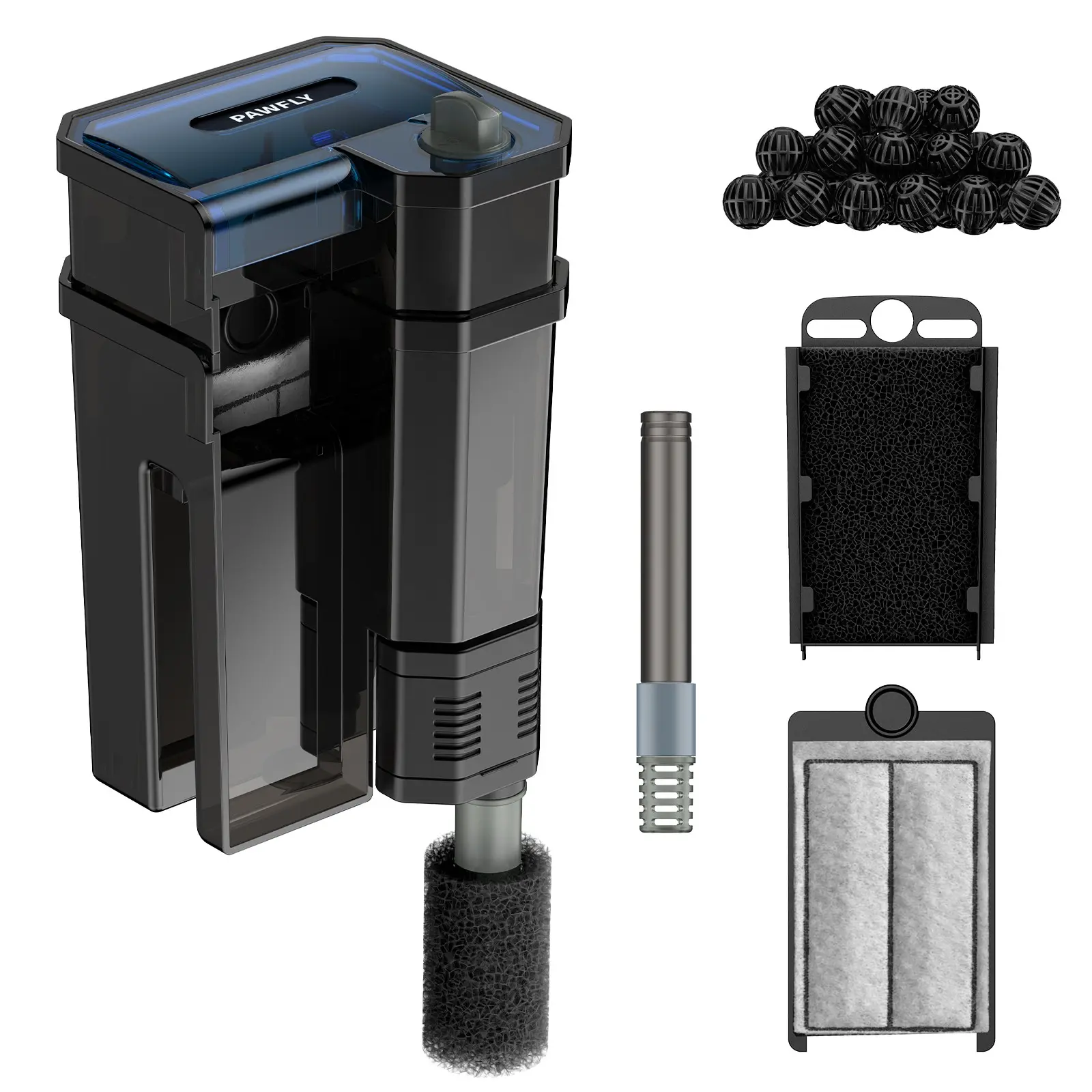 3w Aquarium Filter, 15 Gallon Fish Tank Filter, Adjustable Flow Hob Filter, Aquarium Power Filter, Quiet Operation, Includes Sponge & Bio Balls, Fish Filters For Aquariums