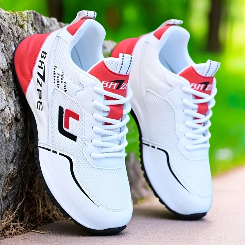 UYCEKK Men's Summer Breathable Mesh Shoes, White Casual Lightweight Comfortable Sports Training Running Shoes, Trendy