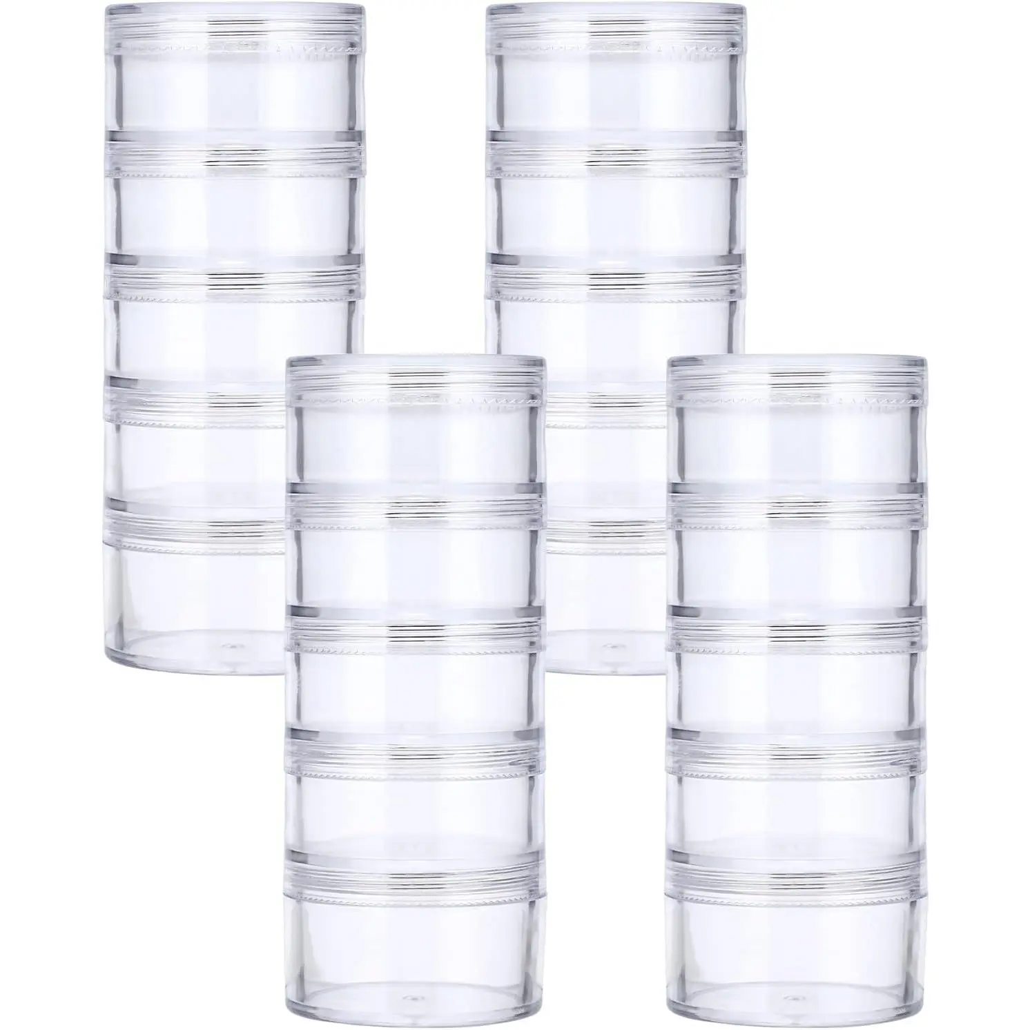 4 Set Stackable  Containers with Screw  Plastic Sample Jars 30ml Clear Empty Jars Makeup Sample Containers  Accessories Organizer