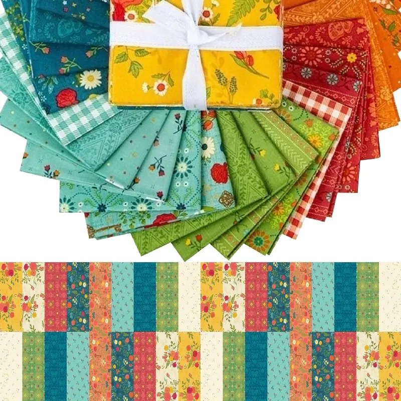 40Pcs Vintage Floral Pattern Fabric Strips 2.55x19.7 Inch Precut Quilting Fabric Rolls Assorted Cotton Strips Bundle for DIY Patchwork and Home Decor