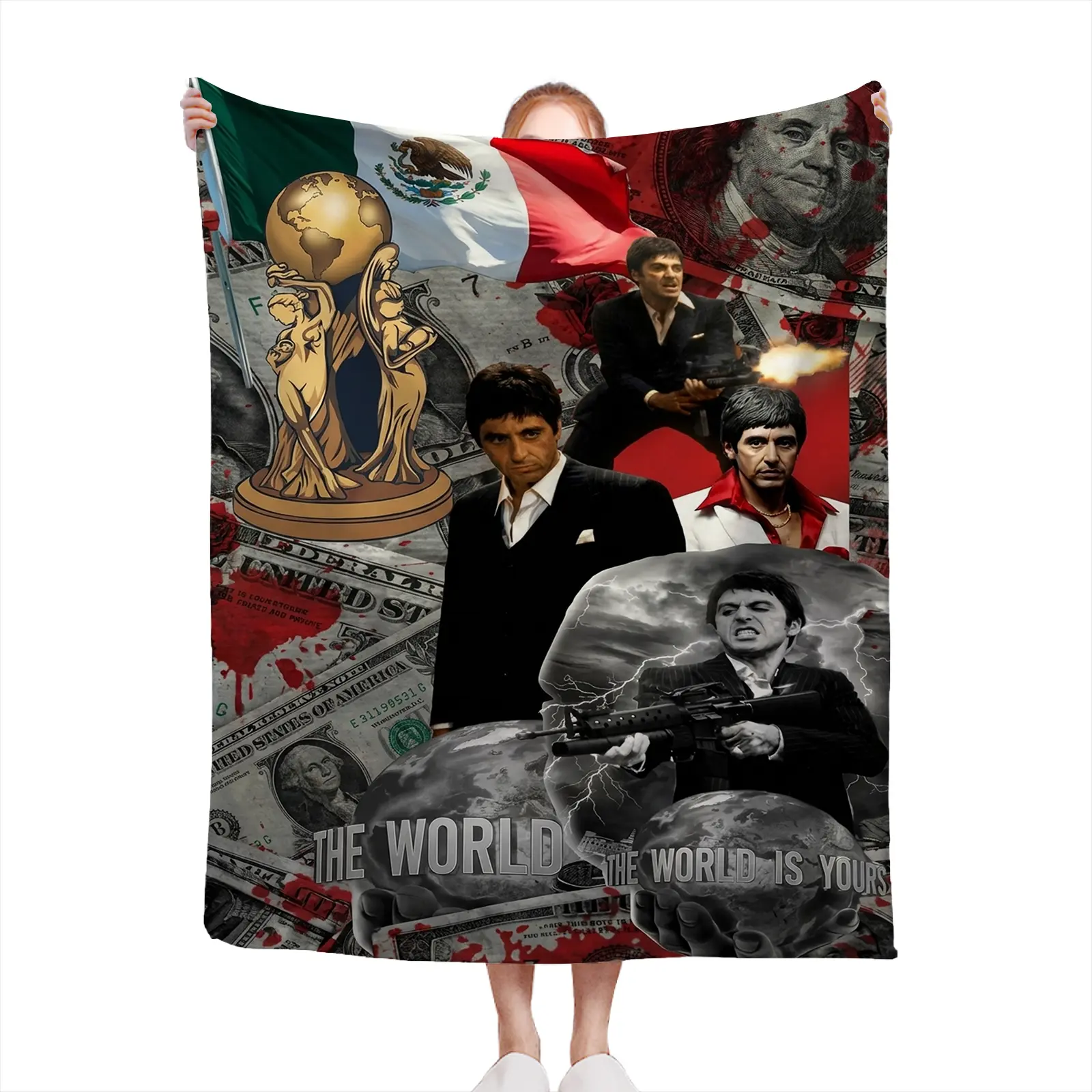 Soft Cozy Throw Blanket Polyester Scarface Movie Print Digital Print For Living Room Bedroom Winter Gift For Men Fans2607230452