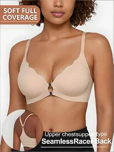 Magnetic Front Closure Bra, Wave Edge Design, Raceback Style, High Stretch Comfort, Strapless Jelly Strip, Daily Wear Bra