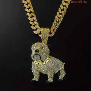 Bulldog Pendant Necklace With Chain, Hip Hop Street Style Jewelry For Men, Trendy Accessory For Dog Lovers And Daily Wear