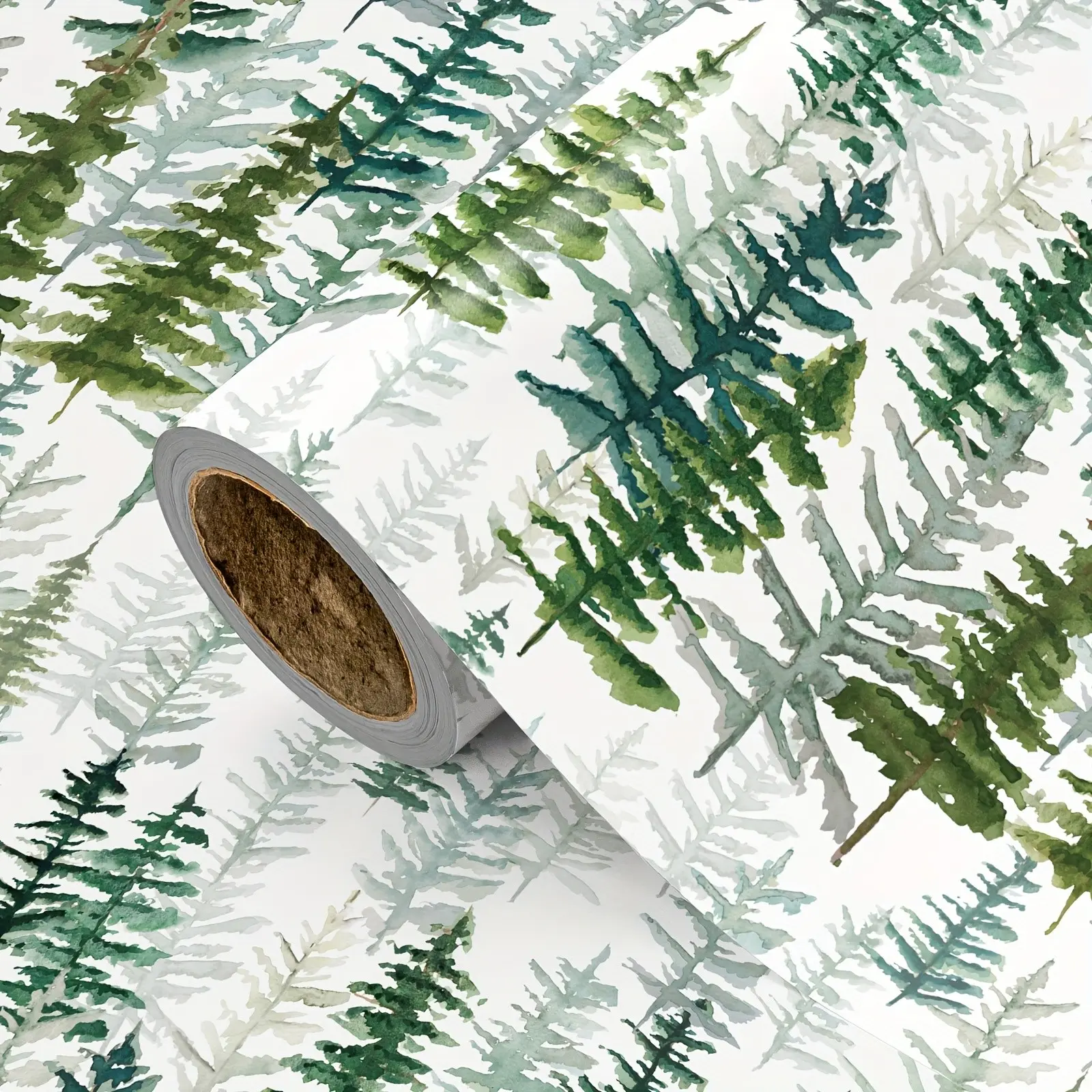 Christmas Wrapping Paper Roll, Pine Tree Pattern, Ideal for Christmas, Holidays, Birthdays, Parties, 43cm X 500cm (17in X 16.4ft)