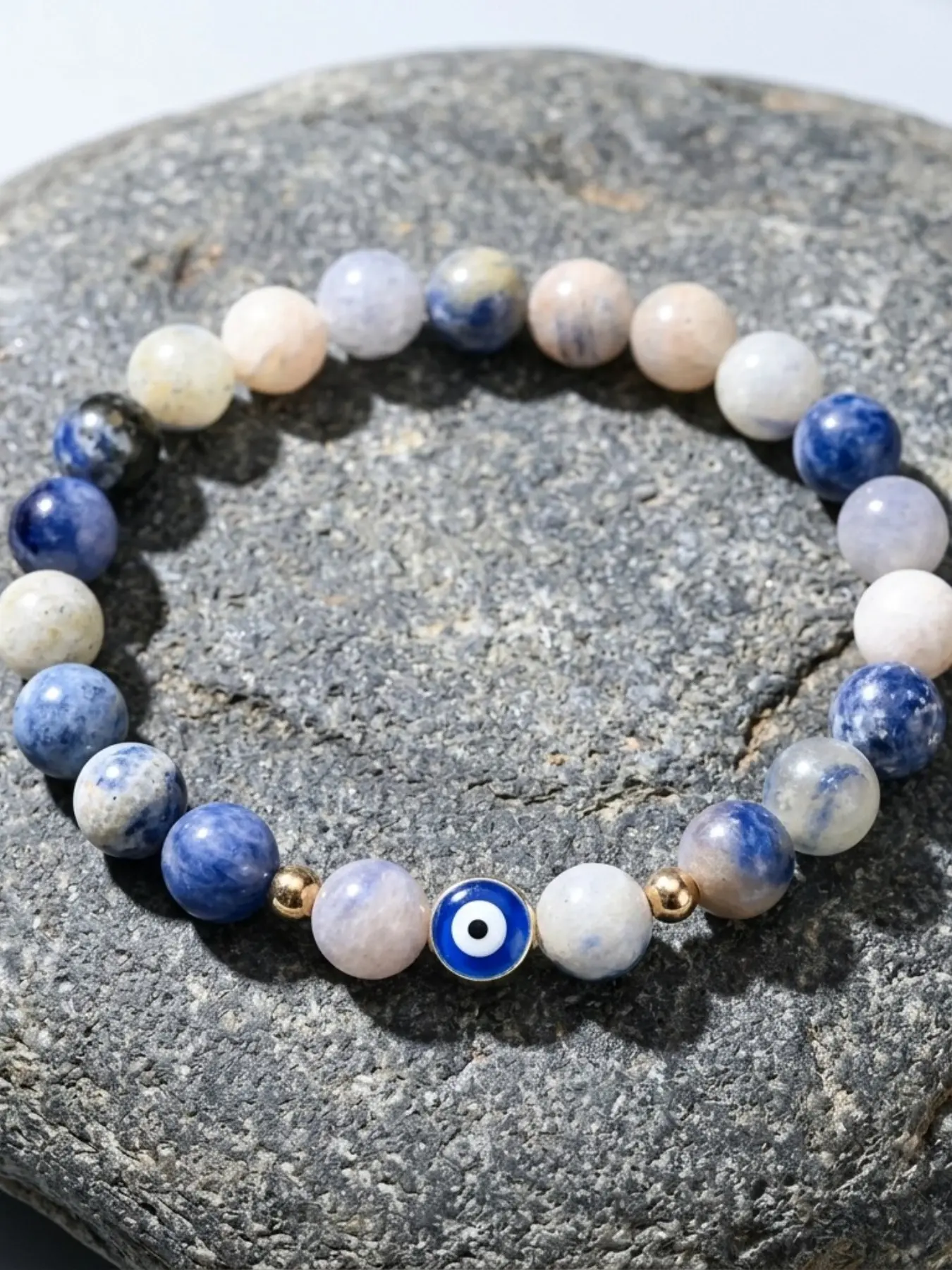 Fashionable Blue Dot Stone Beaded Bracelet, Trendy Jewelry Accessory, Stylish Handmade Design, Perfect Gift Idea
