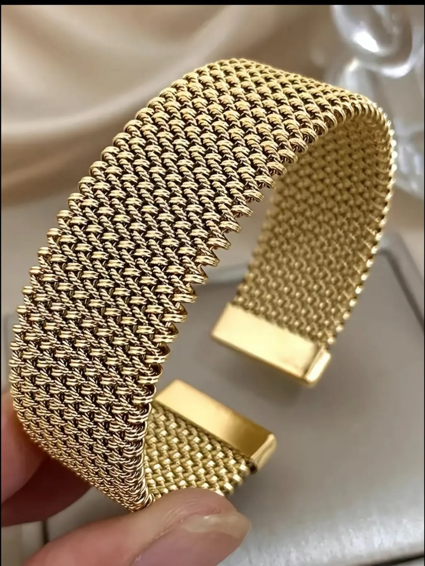1 pc Vintage Stainless Steel Mesh Bracelet, Metal Bracelet, Fashionable Jewelry for Women & Men, Trendy All-match & Exquisite Jewelry for Birthday Gift, High quality bracelet