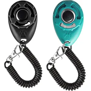 Dog Training Clicker with Wrist Strap Durable Lightweight Easy to Use-2 Pack(Black+New Blue)