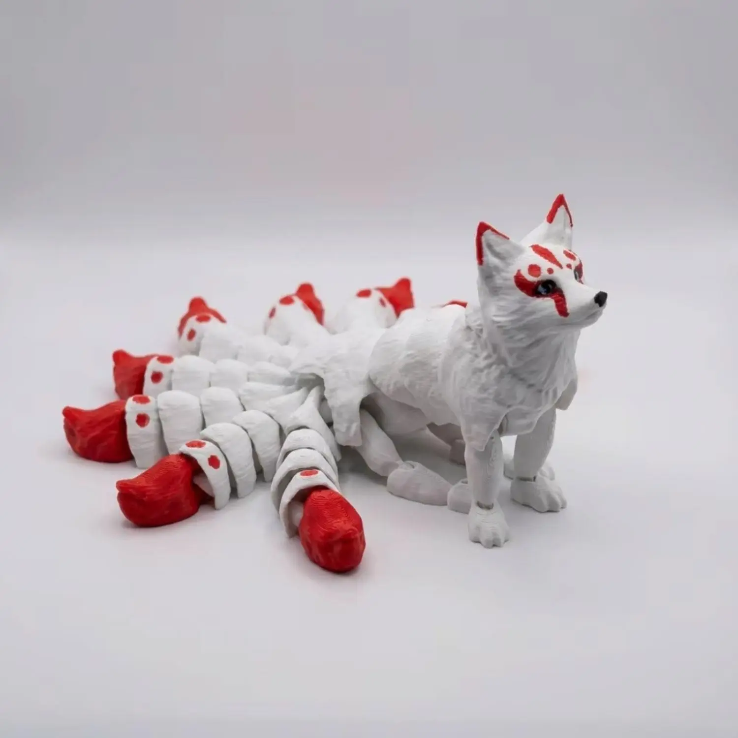 The new, vibrant 3D printed nine-tailed fox statue, a feline home decor collectible doll, an office desk decoration item, ideal gift for fantasy creature collectors. suitable for Halloween and Christmas decorations, Cute Collectible Figurines