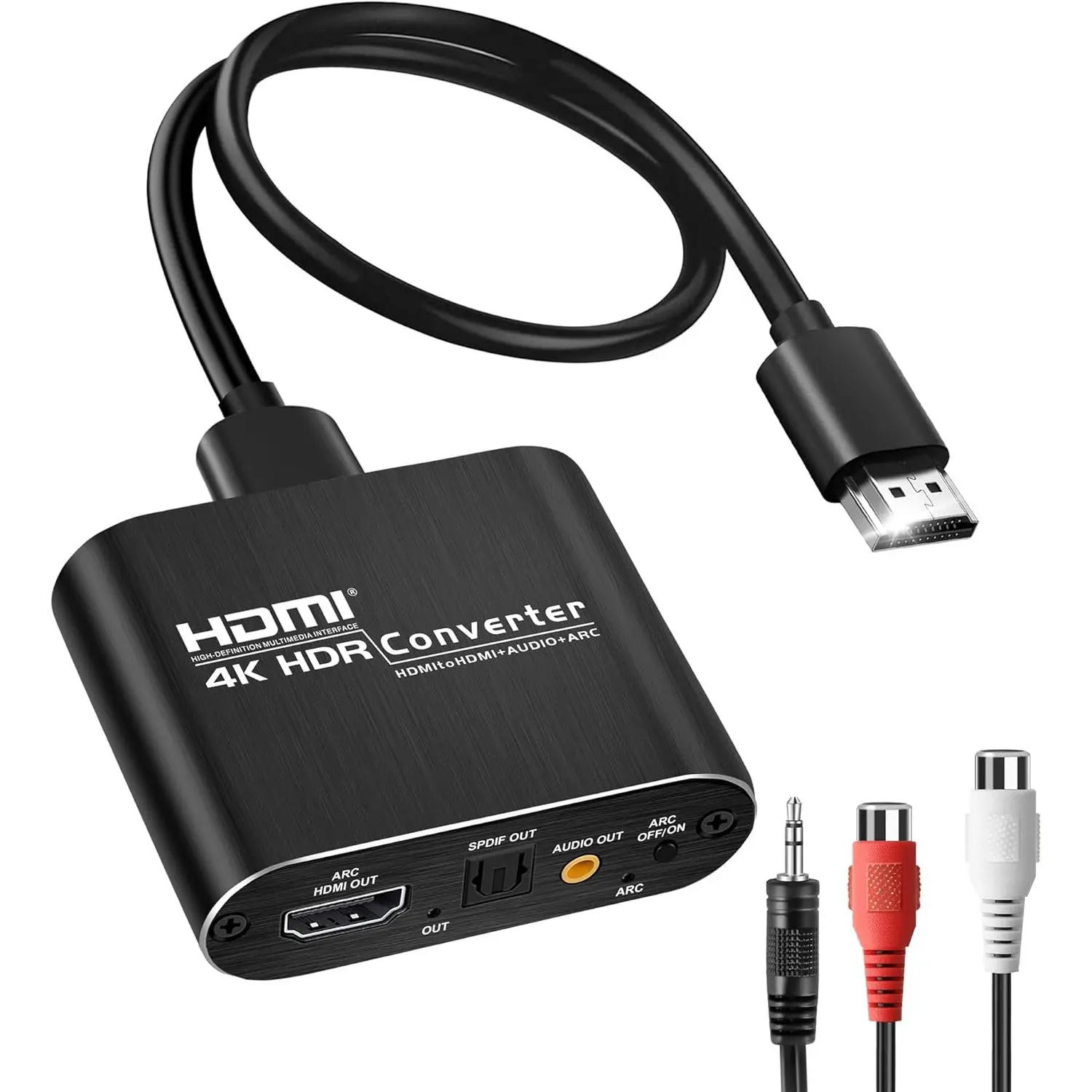 Links HDMI ARC Audio Extractor Converter 4K@60Hz, HDMI to Optical Toslink SPDIF + 3.5mm AUX Jack Stereo Audio Adapter Converter Splitter Inserter Embedder Support HDCP2.2 Digital PCM DTS 5.1