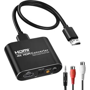 Links HDMI ARC Audio Extractor Converter 4K@60Hz, HDMI to Optical Toslink SPDIF + 3.5mm AUX Jack Stereo Audio Adapter Converter Splitter Inserter Embedder Support HDCP2.2 Digital PCM DTS 5.1