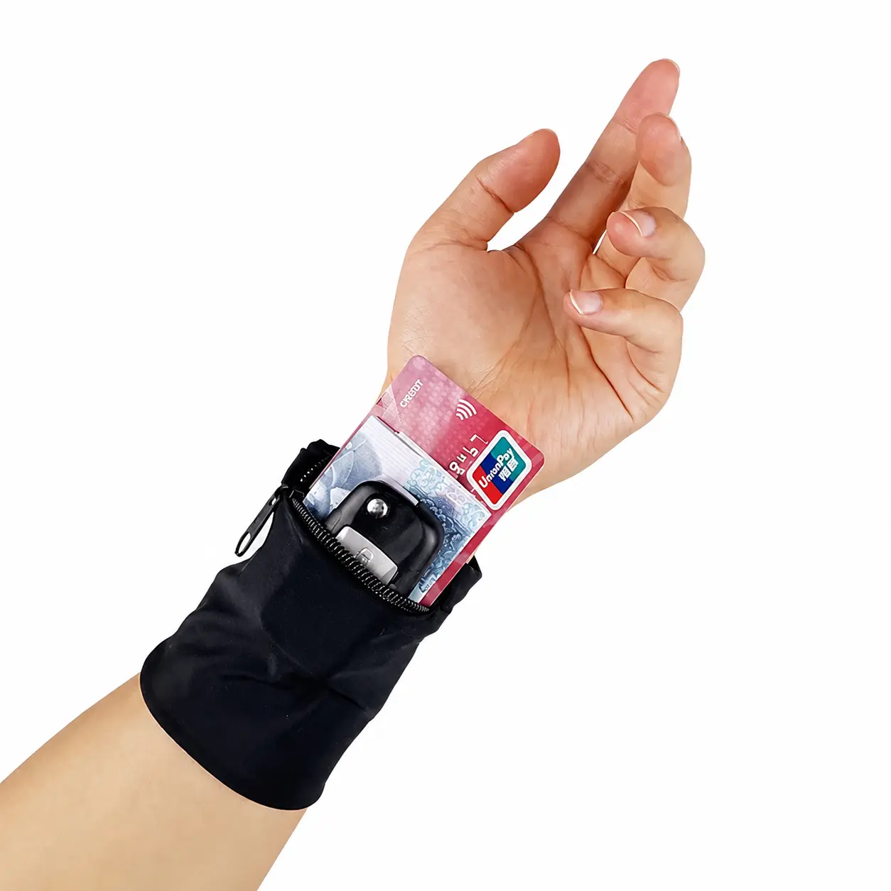 Ergonomic Adjustable Arm Sleeve Wrist Bag for Sports - Lightweight Breathable, Sweat-Resistant Fabric, Secure Pockets for Phone, Cash & Cards, Ideal for Running, Hiking, Fitness Training, Unisex