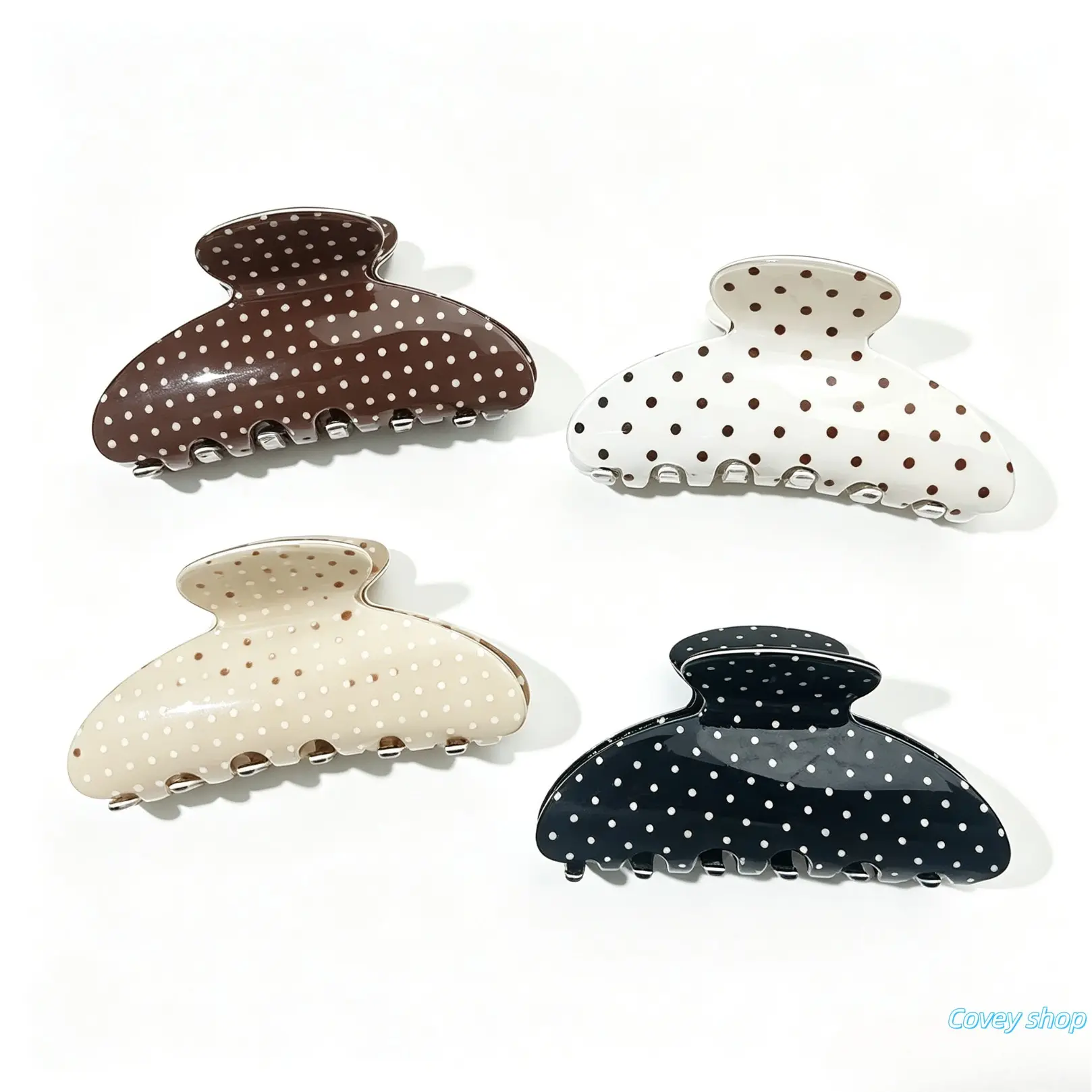 4Pcs Polka Dot Hair Claw Clip Set, Contrast‑Color Sweet Versatile Hair Accessories For Women, Stylish Jaw Clips For Daily Wear, Party, Wedding, Vacation And Beach Gifting