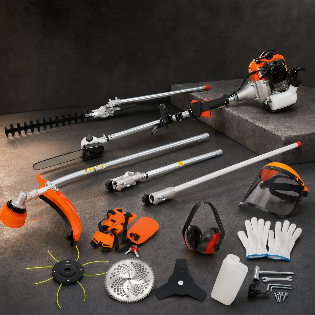 10-in-1 EPA-Compliant Gas Garden Multi-Tool Kit - 1x 52cc Powerhead, 2-Cycle Engine, 11,000 rpm, 1200ml Fuel Tank, Pole Saw, Hedge Trimmer, String Trimmer, Brush Cutter Blade Attachments, Garden Grass Trimmer, Grass Trimmer Edger