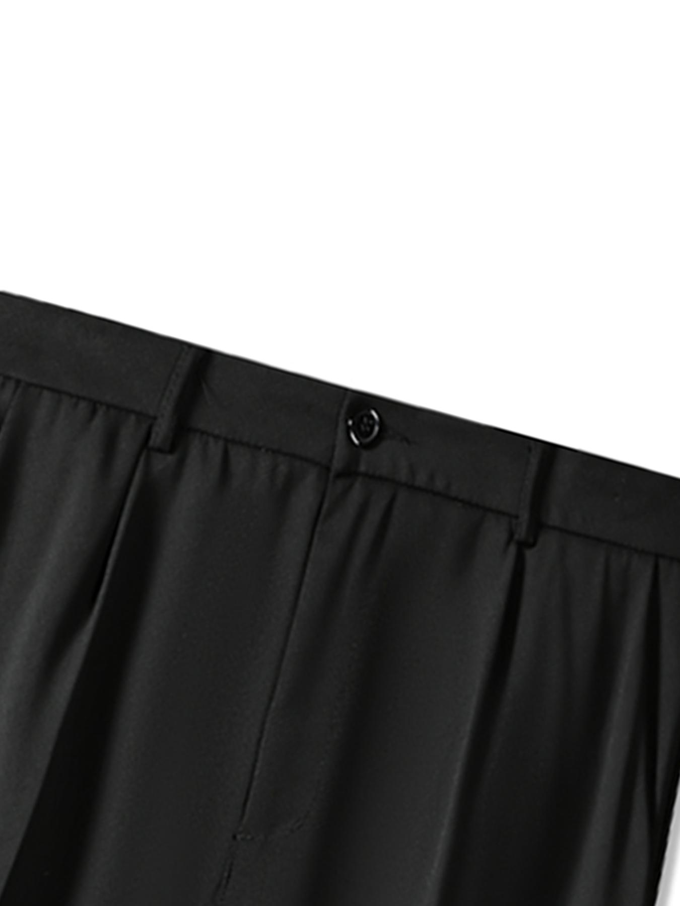 Men's Solid Pocket Straight Leg Pants, Regular Fit Casual Comfy Trousers for Office Work Business Formal, Men's Bottoms for All Seasons, Casual Plain Trousers, Menswear