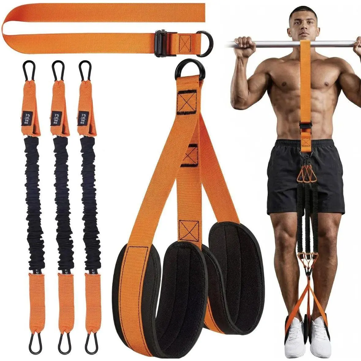 Pull Up Assistance Bands Set, Adjustable Cloth-Covered Latex System with Patented Strap for Home Gym Core Training and Beginner Workout Routine, Resistance Band Workout, Toned Arms, Father's Day, Customizable Fit, Upper Body Workout