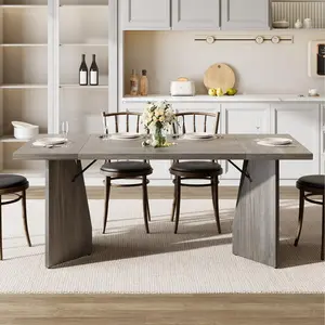 70.9 Inch Farmhouse Dining Table for 6, Retro Rectangular Wooden Desk with Thickened Tabletop and Sturdy Frame, Versatile for Kitchen, Dining Room, Office & Game Room