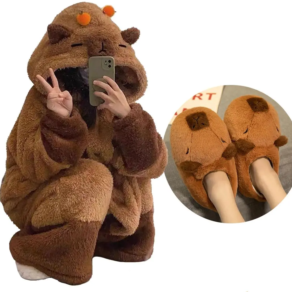 Adult Winter Capybara Cosplay Kigurumi Robe and Pants, Unicorn Anime Cartoon Sleepwear for Halloween (Toys & Hobbies - Classic & Novelty Toys)