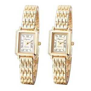 Women's Classical Roman Numeral Dial Square Quartz Wrist Watch Removable Strap