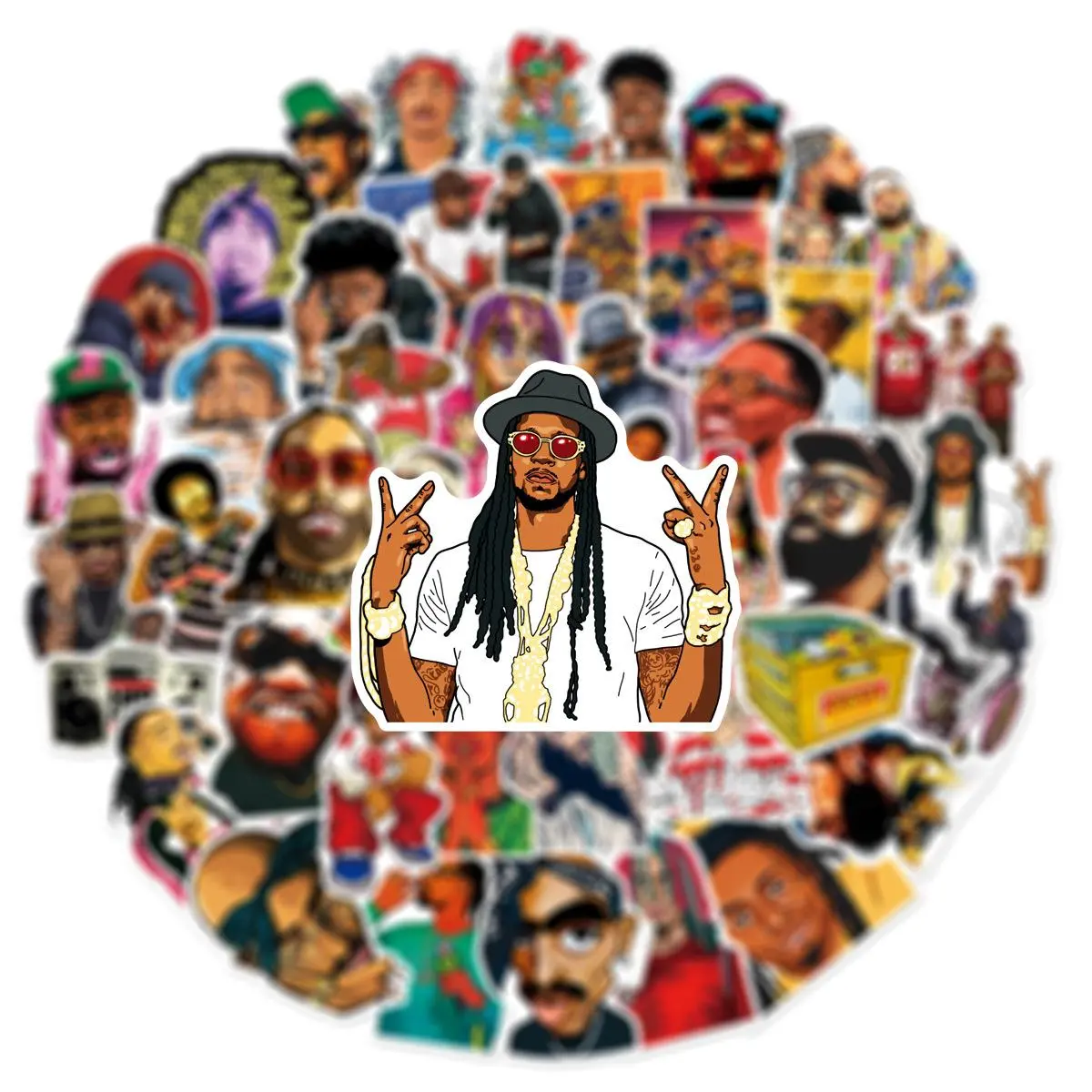 50Pcs Cool DJ Rap Stickers Hip Hop Rapper For DIY Scrapbooking Phone Luggage Skateboard Waterproof Decals