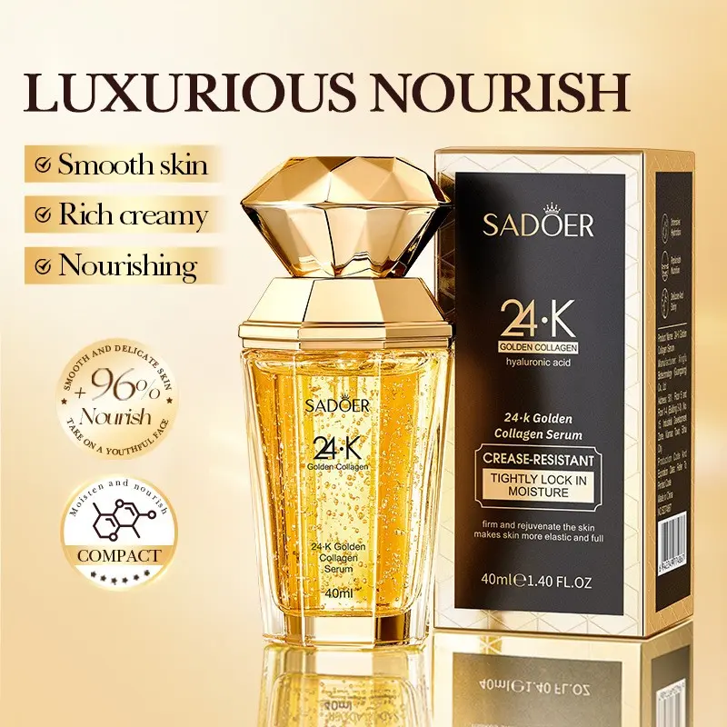 Sadoer24 K Gold Collagen Essence Liquid, Hydrating Serum for Fine Lines, Moisturizing Face Treatment, Skincare Formula