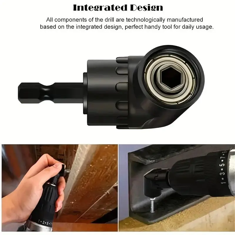 1pc right-angle drill bit attachment, 360° Rotatable, impact-grade socket adapter, angle drill bit adapter, 90° Bevel drill bit, meets various drilling needs, drilling accessories, multi-functional drill bit, Power tool accessories