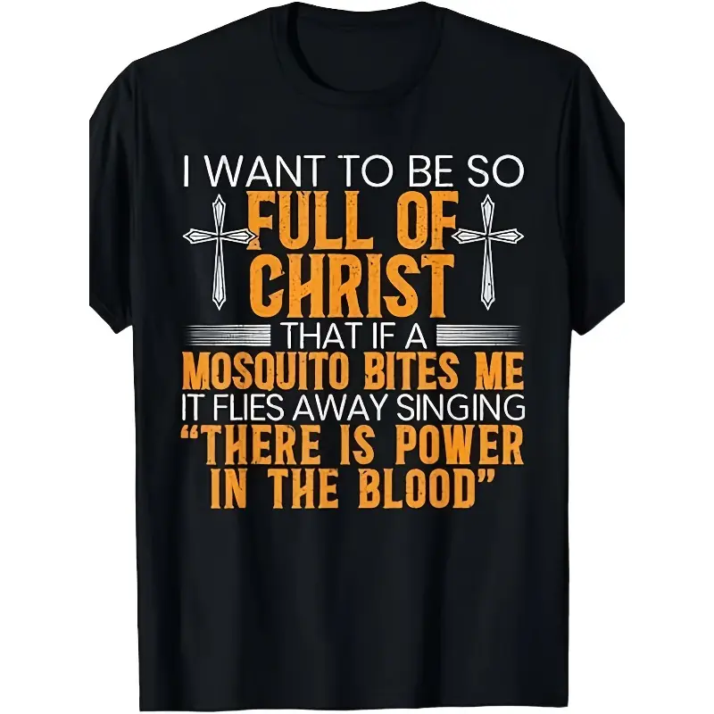 Funny Christian Religious Servant Of God Faithful  Tees Men's Soft Breathable Cotton Shirt - Black Crew Neck Casual Wear, Humor Clothing, Personality T-shirt, Comfortable Material, Short Sleeve Top