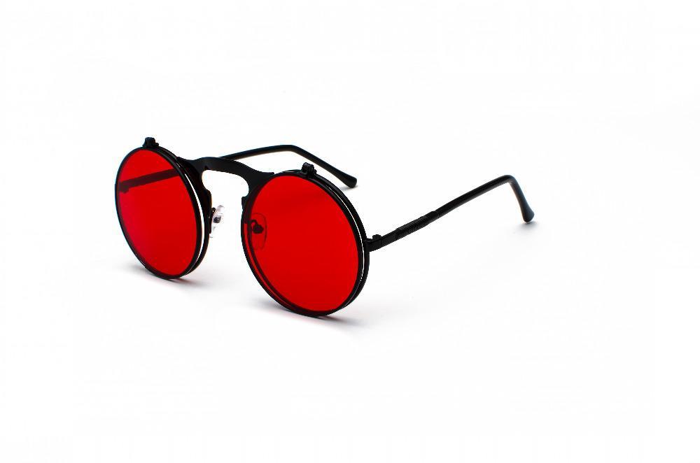 Vintage Steampunk Flip Sunglasses Retro Round Metal Sun Glasses for Men and Women Brand Designer Circle Oculos