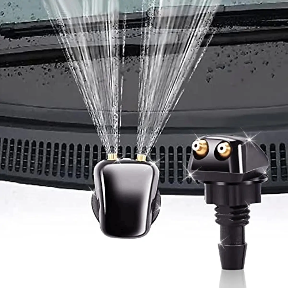 2 Piece Windshield Washer Nozzles, High-Quality PVC, Adjustable Sector Design, Even Liquid Distribution, Easy Installation, Fits Various Vehicles