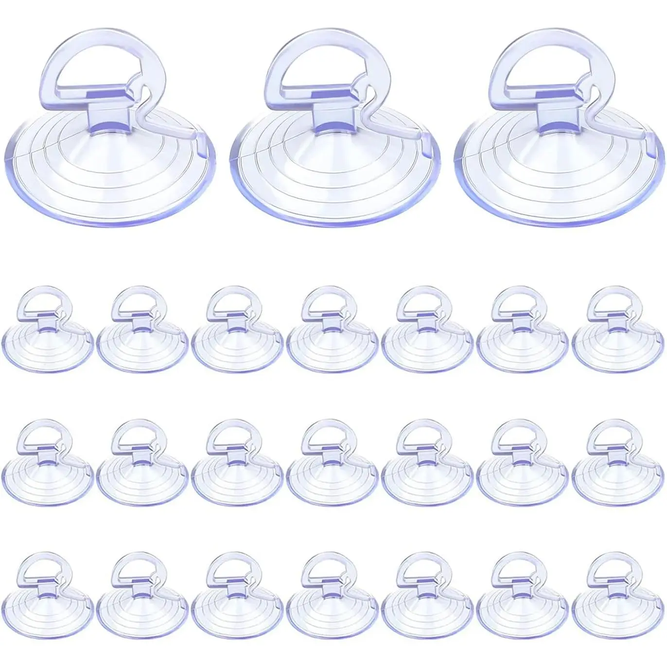 24 count  Glass Windshield Sunshade Suction Cups,  Pull Ring Dovetail Sucker Hooks, Multi-Purpose Window Suction Cups for Kitchen Bathroom,  Accessories (Transparent, 3.5 cm)