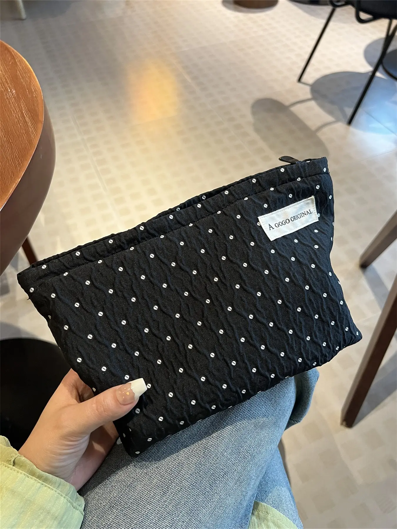 Polka Dot Makeup Bag, Travel Makeup Pouch, Sweet Style Skincare Organizer, Handheld Portable Coin Purse, Travel Wash Kit, All Seasons Use