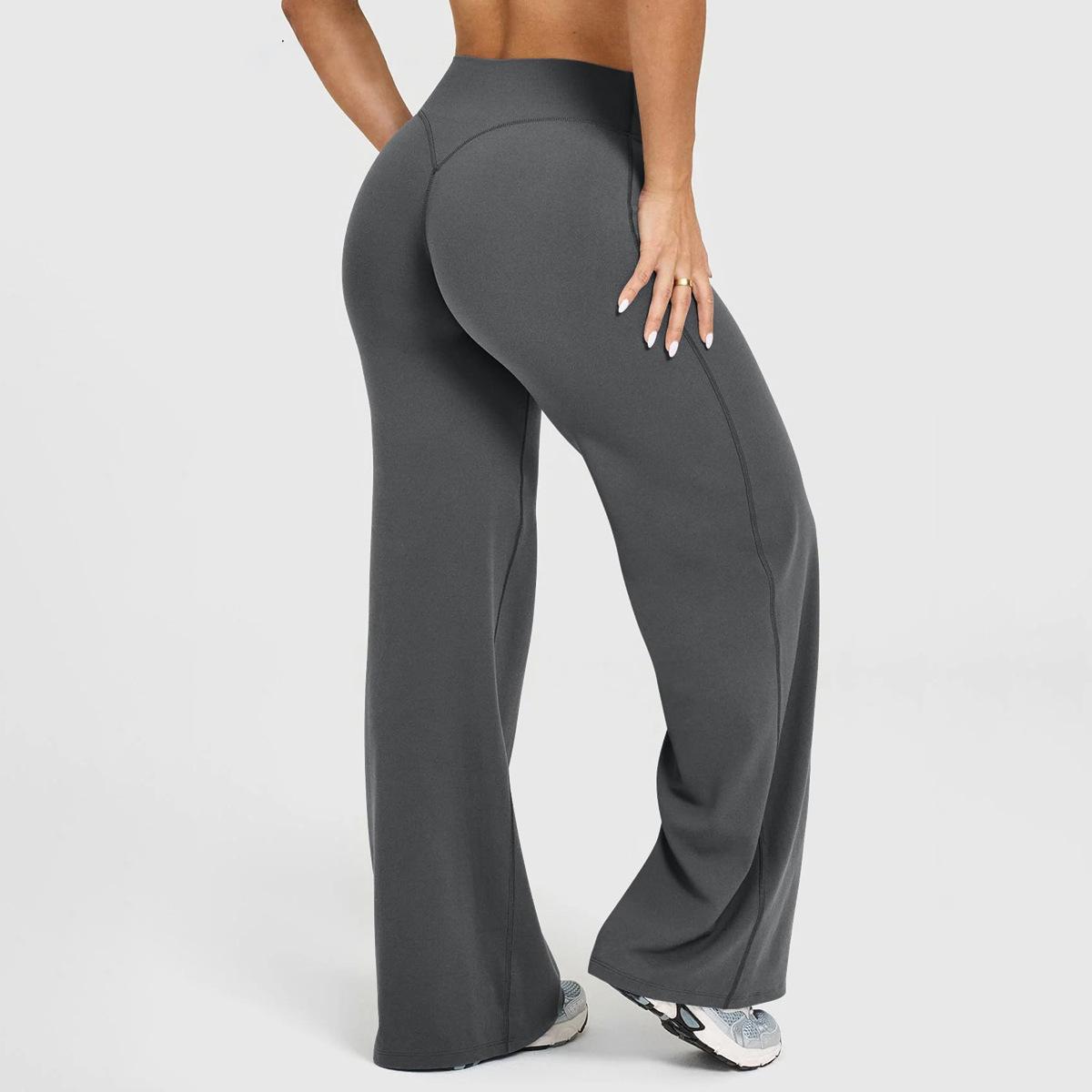 Tight-Fitting Wide-Leg Yoga Pants, Butt-Lifting Peach Butt High-Waisted Straight-Leg Sports Fitness Pants For Women