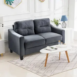 [Bellemave] Black Velvet Loveseat Sofa, 2-Seater Upholstered Couch with Sturdy Frame for Small Spaces