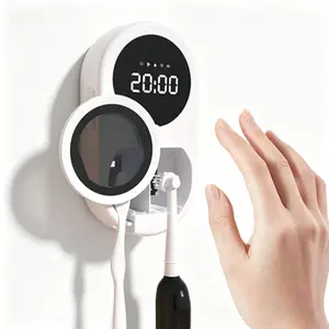 UV Sanitizer for Toothbrush Holder with UVC & Negative Ions, Auto-Cycle 360° Disinfection, Odor & Mold Removal| USB Wall Mounted Brush Sanitizer with Wave Sensor, LED Light, Heated & Fan Drying