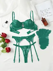 Women's Sexy Lace Lingerie Underwear Set with Stockings, Elegant Ruffle Design, Comfortable Fit, Fashionable Nightwear, Perfect Gift for Boyfriend, Lingerie Sets