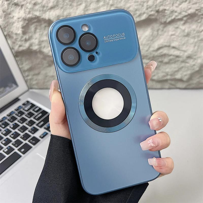 Luxury Large Window Magsafe Logo Hole Magnetic Case For iPhone 17 Air 16 15 14 Plus 13 12  Pro Max Camera Lens Protector Cover