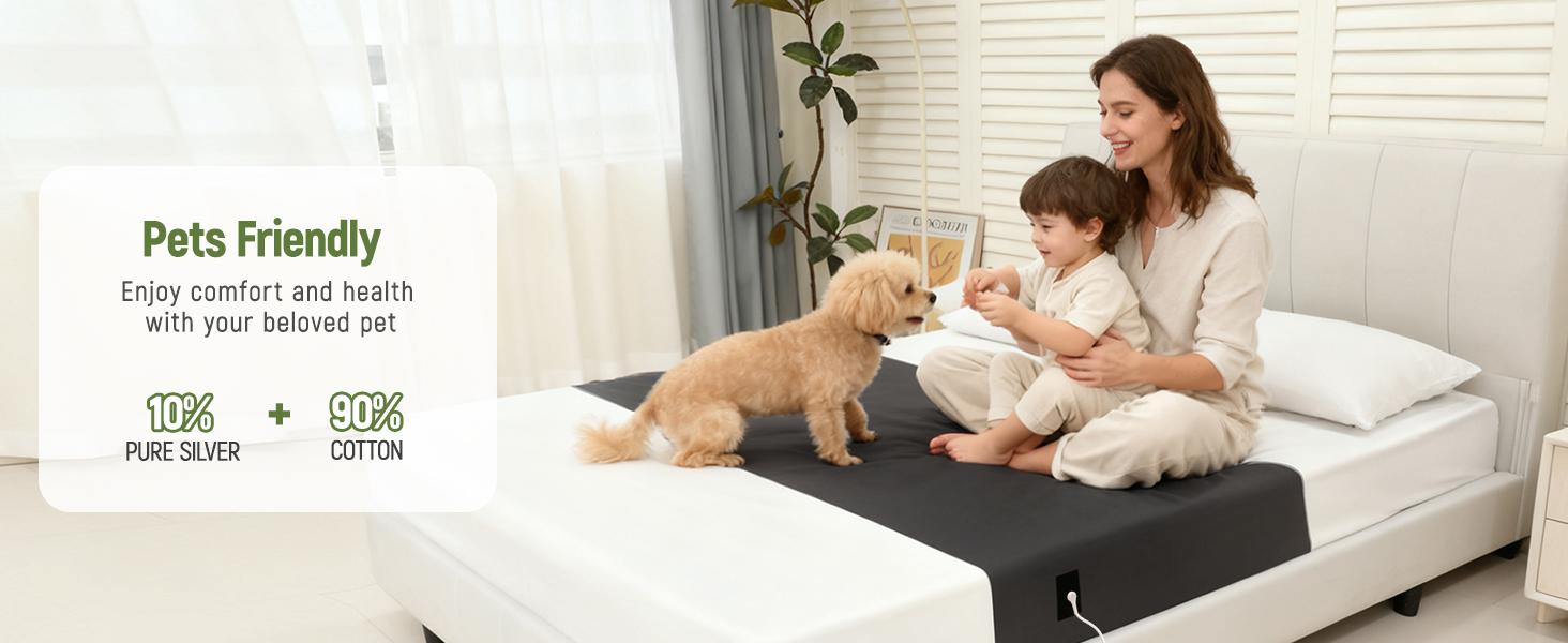 Grounding Sheets, Grounding Mat for Bed 90% Cotton+10% Pure Silver Fiber Grounded Earth Sheets Sheet for All Mattress Sizes Queen Cal King Full Twin, 106"x23.6" (Black)