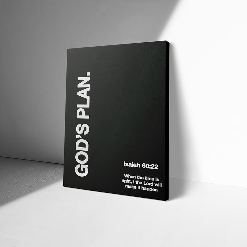 God's Plan Isaiah 60:22 Scripture Black & White Religious Wall Art Ready-to-Hang Inspirational Decor for Home Office Prayer Room Christian Gift Idea Religious Home Decor Simple Elegant Frame 2D Flat Ornaments Framed