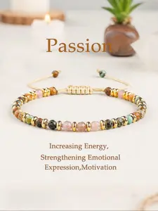 Natural Crystal Handmade Bracelet, Strawberry Quartz Braided Rope, Women's Fashion Spiritual Jewelry, Healing Crystal Bracelet, High-Quality Gift