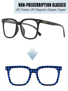 Trendy Square Non Prescription Glasses for Women, Interchangeable Magnetic Gingham Print, Perfect for Daily Wear, Street Style, Parties