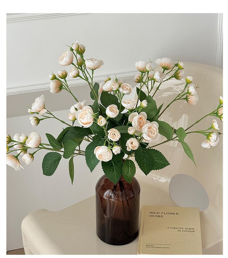 12 Small Camellia Buds Artificial Flowers Handheld Bouquet Fake Flowers Home Living Room Decoration Hotel Display Shooting Props