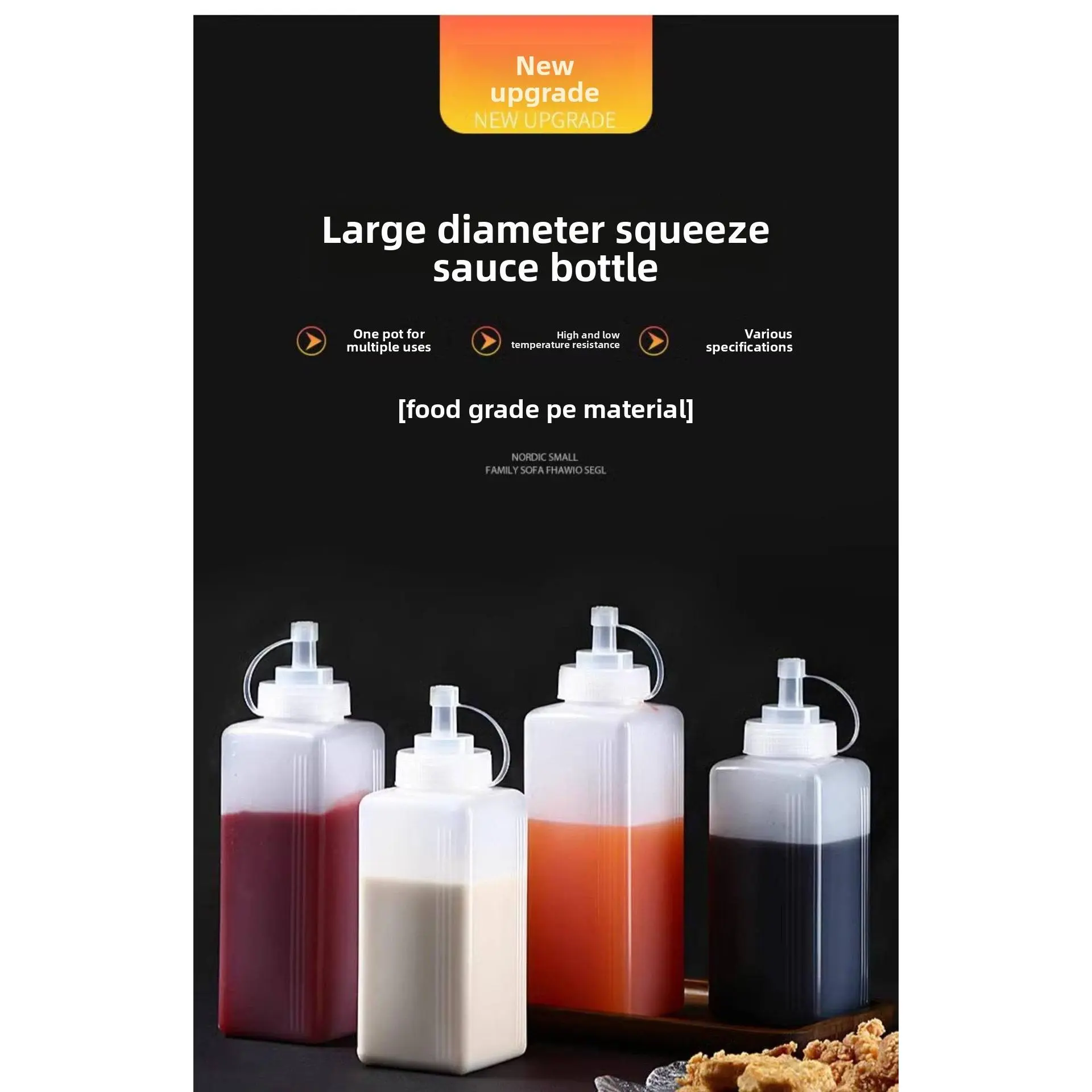 Plastic squeeze jam bottle jam bottle large diameter squeeze bottle ice powder tomato salad dressing bottle commercial household sauce bottle