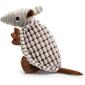 Hollypet Plush Armadillo Squeak Toy for Dogs - Polypropylene Stuffed Chew Toy with Dental Benefits, Exercise & Play for Small-Medium-Large Breeds, Gray, 8 in